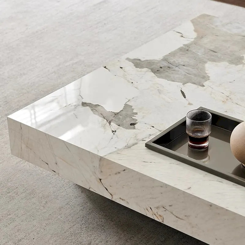Table basse carrée en pierre frittée, style moderne, pour 1