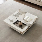 Table basse carrée en pierre frittée, style moderne, pour 1