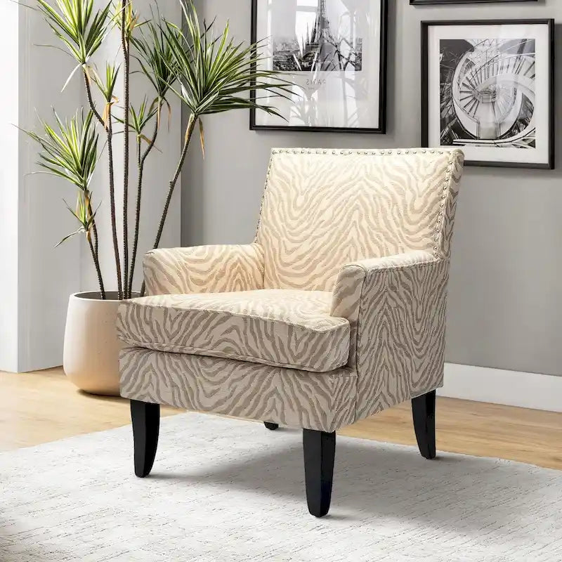 Fauteuil de style campagnard multicolore avec garniture cloutée, 1 place