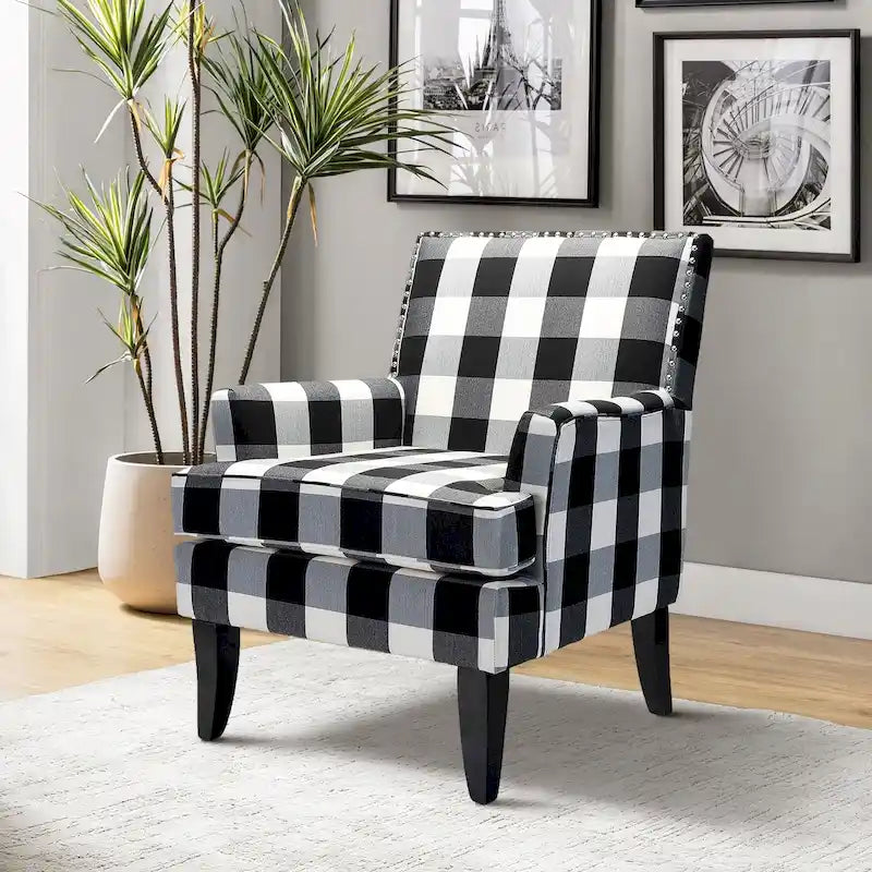 Fauteuil de style campagnard multicolore avec garniture cloutée, 1 place