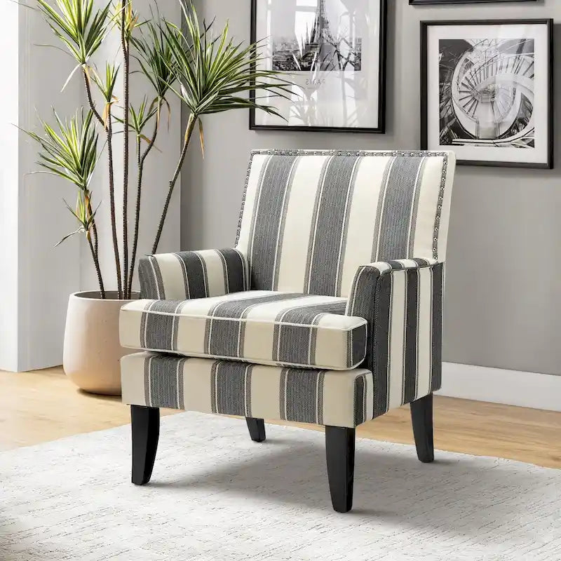 Fauteuil de style campagnard multicolore avec garniture cloutée, 1 place