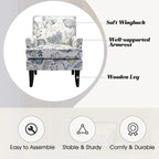 Fauteuil de style campagnard multicolore avec garniture cloutée, 1 place