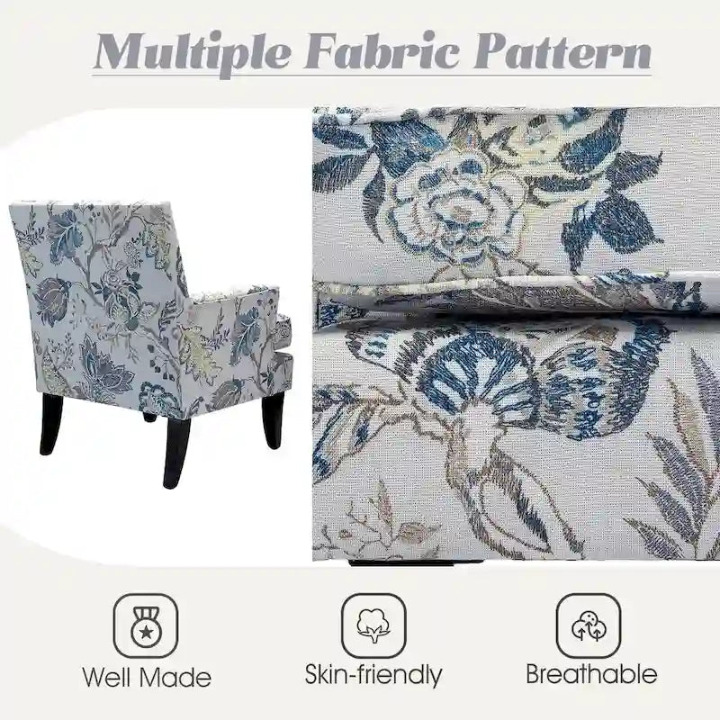 Fauteuil de style campagnard multicolore avec garniture cloutée, 1 place