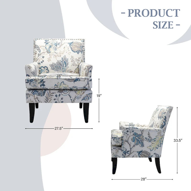 Fauteuil de style campagnard multicolore avec garniture cloutée, 1 place