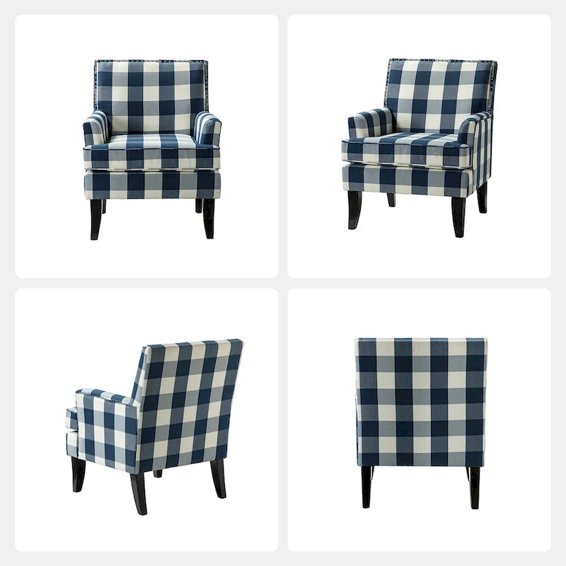 Fauteuil de style campagnard multicolore avec garniture cloutée, 1 place