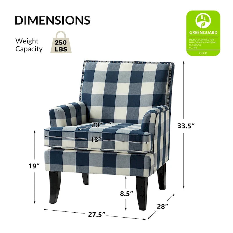 Fauteuil de style campagnard multicolore avec garniture cloutée, 1 place