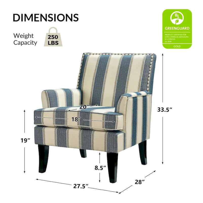 Fauteuil de style campagnard multicolore avec garniture cloutée, 1 place