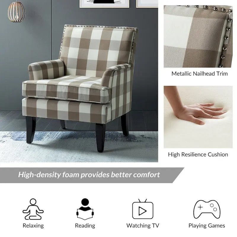 Fauteuil de style campagnard multicolore avec garniture cloutée, 1 place