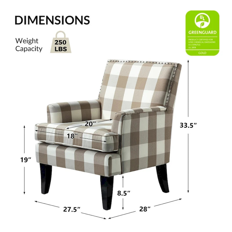 Fauteuil de style campagnard multicolore avec garniture cloutée, 1 place