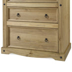Commode à 4 tiroirs en pin massif, style rustique, finition brun antique/gris lavé/blanc lavé/acajou