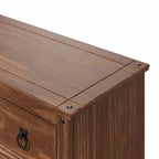 Commode à 4 tiroirs en pin massif, style rustique, finition brun antique/gris lavé/blanc lavé/acajou