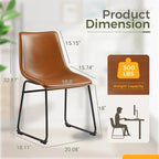 Tabouret de bar en similicuir PU marron avec dossier et repose-pieds, lot de 2