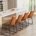 Tabouret de bar en similicuir PU marron avec dossier et repose-pieds, lot de 2
