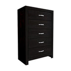 Commode haute à 5 tiroirs noire et chromée, simple