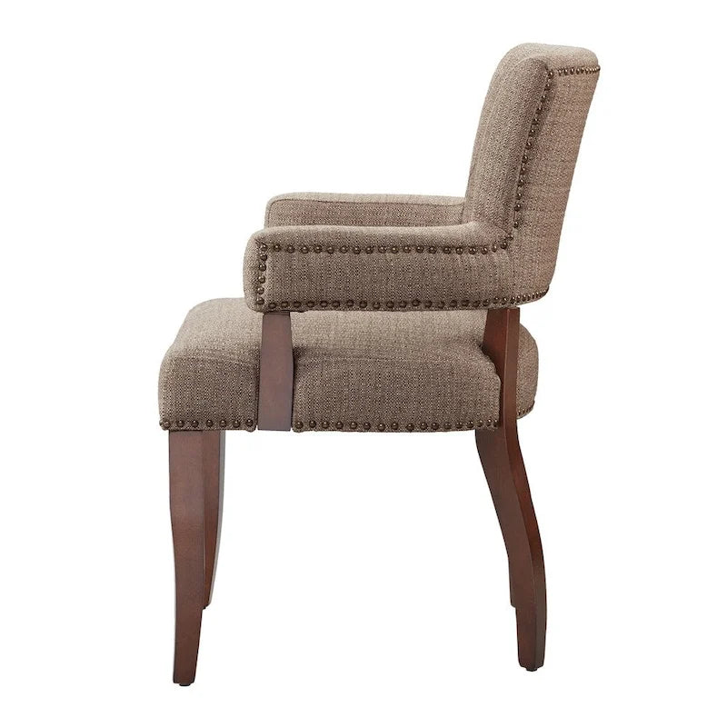 Chaise de salle à manger marron avec accoudoirs, un siège