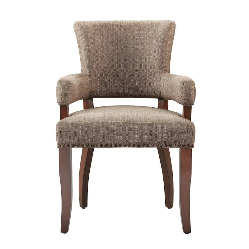 Chaise de salle à manger marron avec accoudoirs, un siège