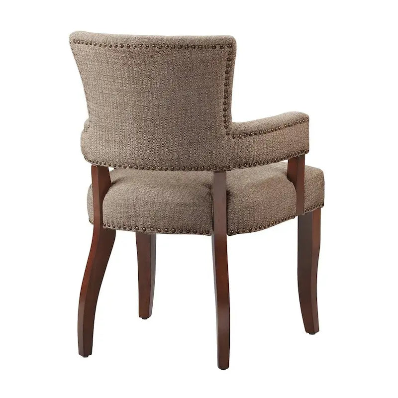 Chaise de salle à manger marron avec accoudoirs, un siège