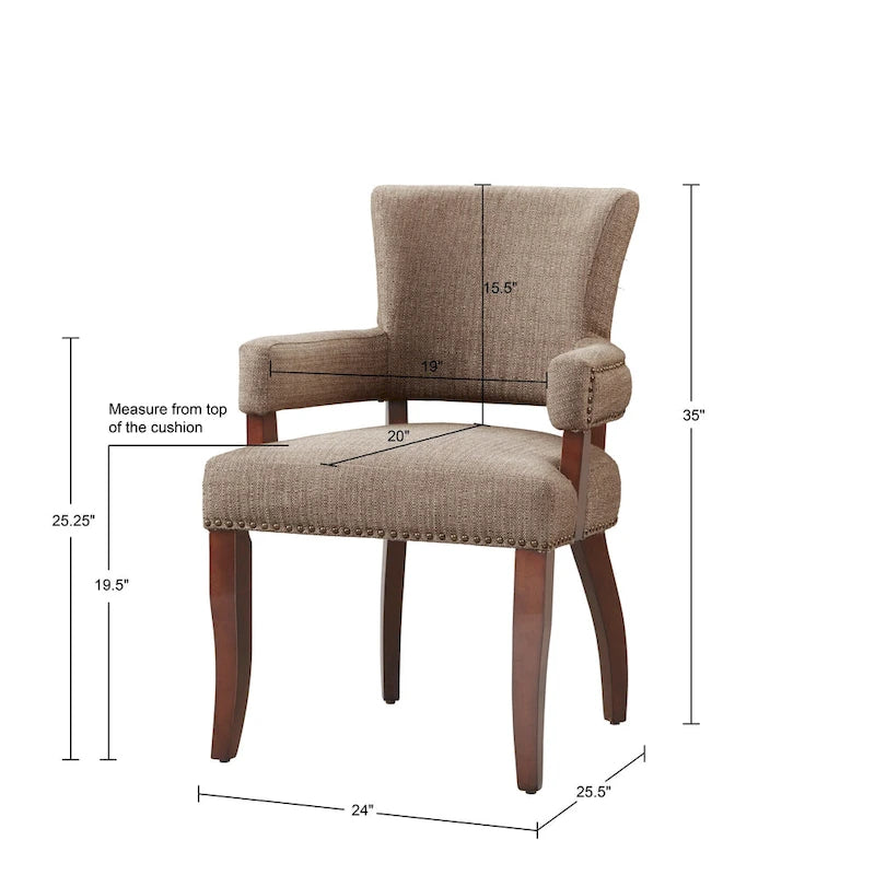 Chaise de salle à manger marron avec accoudoirs, un siège
