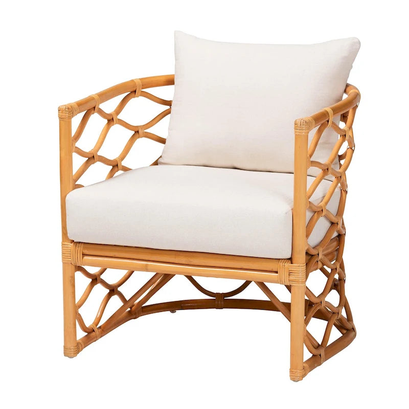 Fauteuil en rotin naturel, style bohème, une place