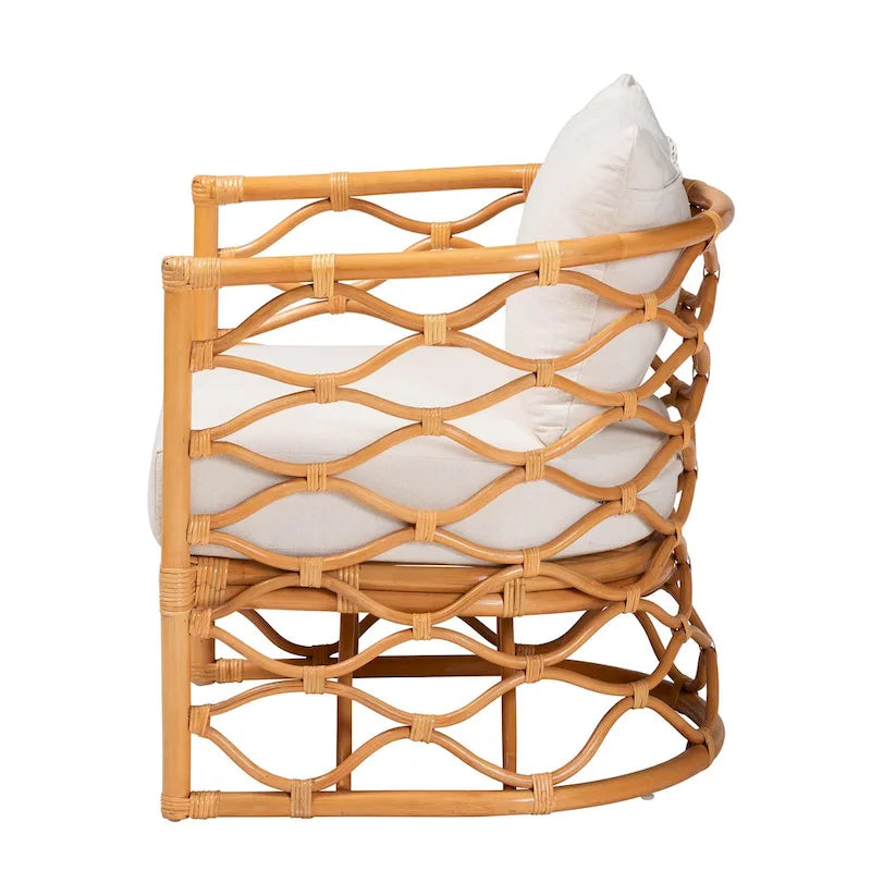 Fauteuil en rotin naturel, style bohème, une place