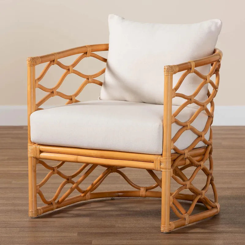 Fauteuil en rotin naturel, style bohème, une place