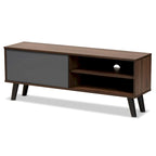 Meuble TV moderne bicolore gris et noyer