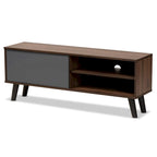Meuble TV moderne bicolore gris et noyer