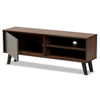 Meuble TV moderne bicolore gris et noyer
