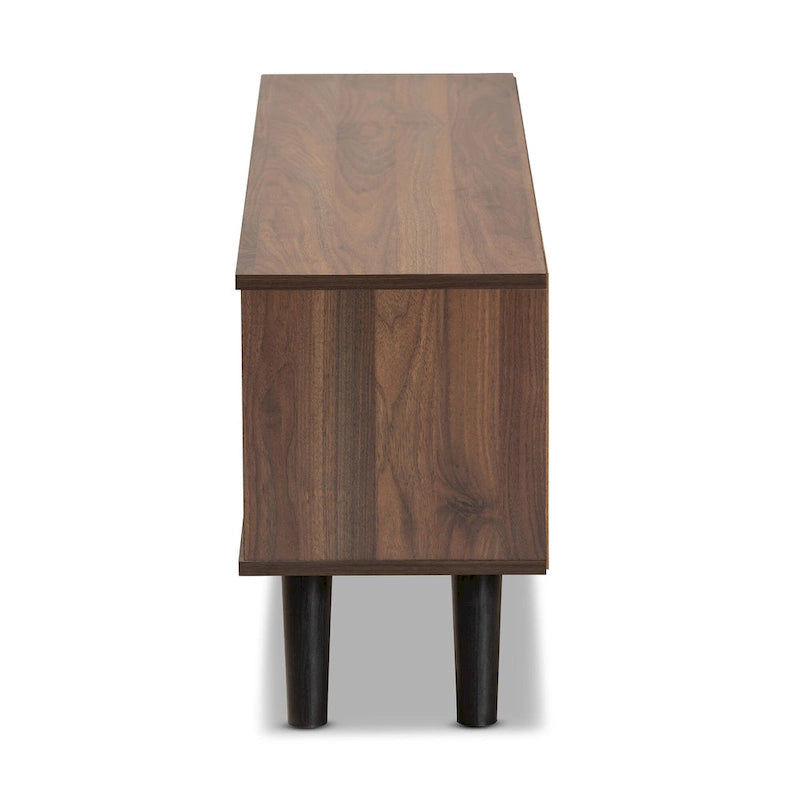 Meuble TV moderne bicolore gris et noyer