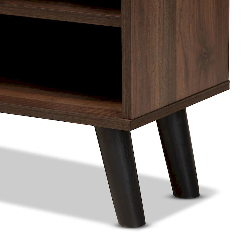 Meuble TV moderne bicolore gris et noyer