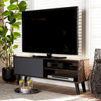 Meuble TV moderne bicolore gris et noyer