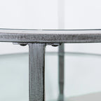 Table basse ronde argentée avec plateau et étagère en verre – Assemblage par 1 personne