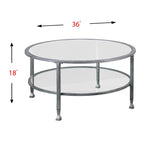 Table basse ronde argentée avec plateau et étagère en verre – Assemblage par 1 personne