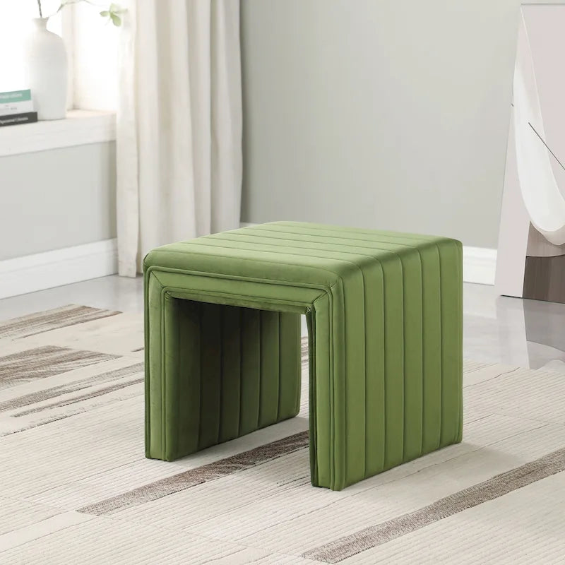Ottoman carré touffeté capitonné – Boucle / Velours / Similicuir, 1 place