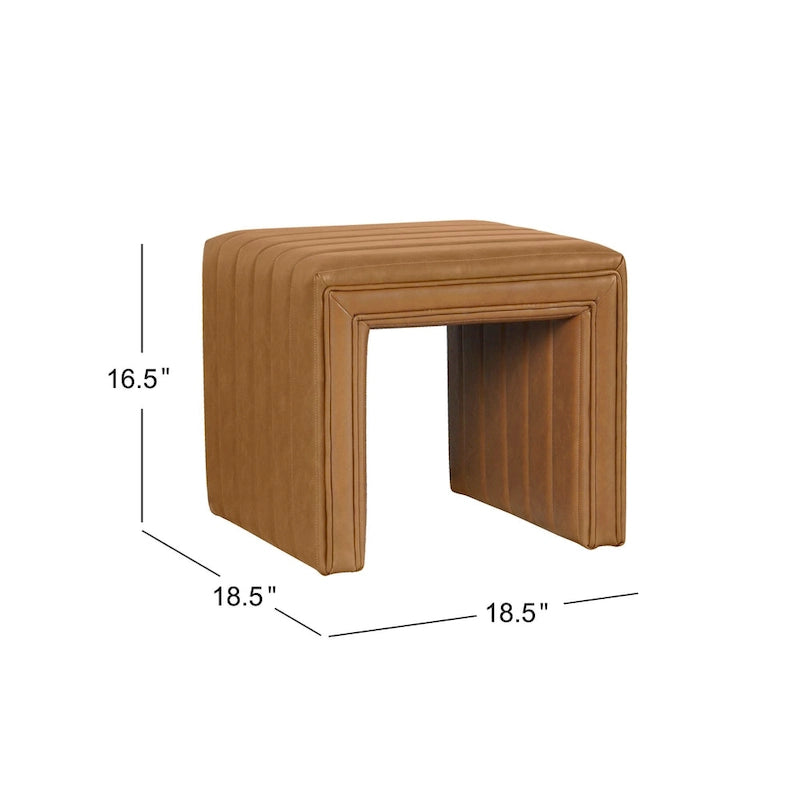 Ottoman carré touffeté capitonné – Boucle / Velours / Similicuir, 1 place