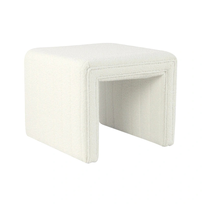 Ottoman carré touffeté capitonné – Boucle / Velours / Similicuir, 1 place