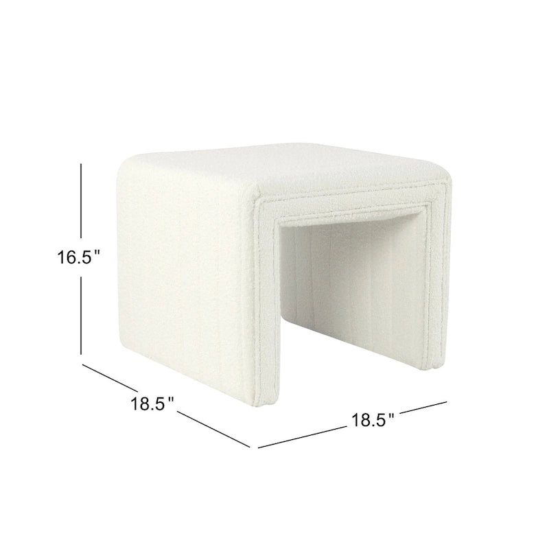 Ottoman carré touffeté capitonné – Boucle / Velours / Similicuir, 1 place
