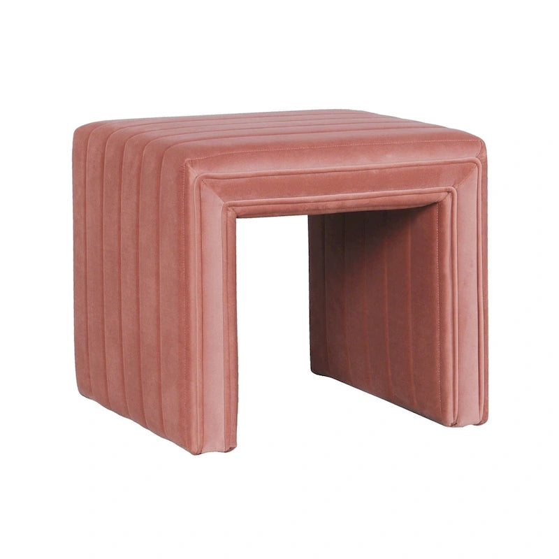 Ottoman carré touffeté capitonné – Boucle / Velours / Similicuir, 1 place