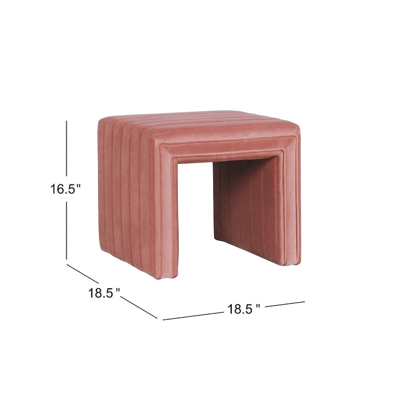 Ottoman carré touffeté capitonné – Boucle / Velours / Similicuir, 1 place