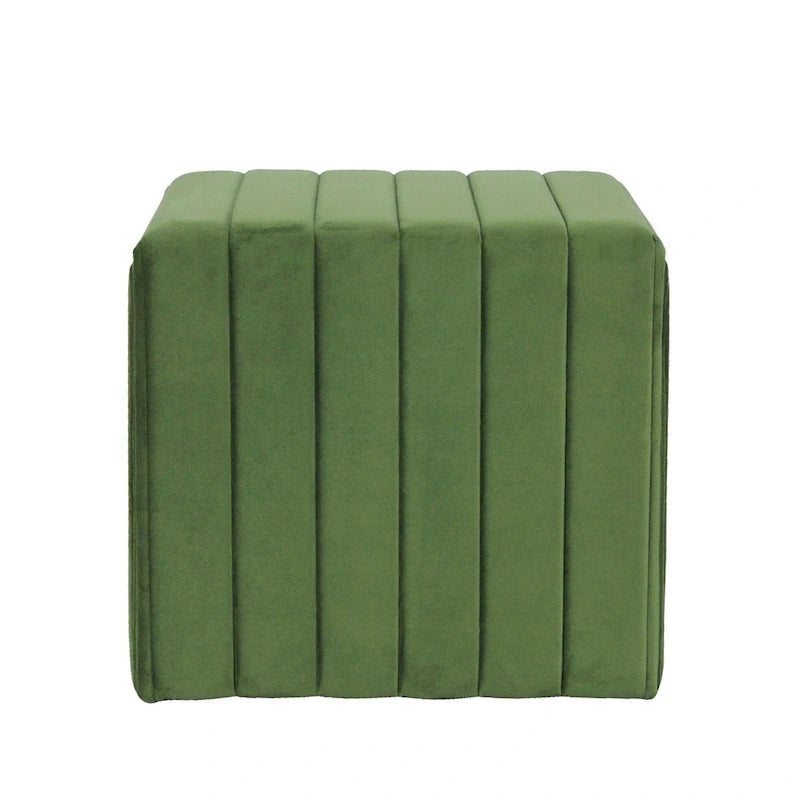 Ottoman carré touffeté capitonné – Boucle / Velours / Similicuir, 1 place
