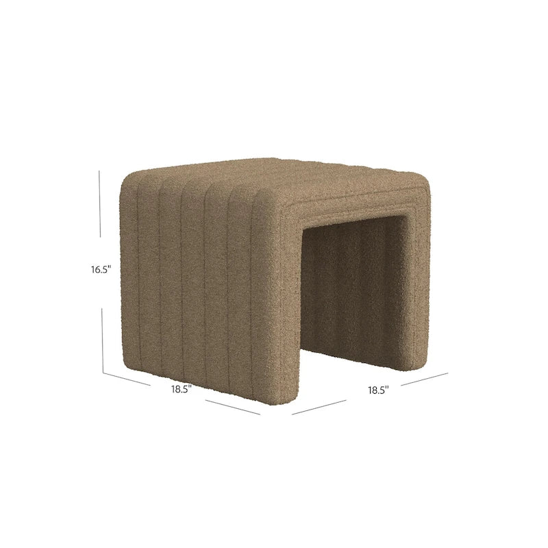 Ottoman carré touffeté capitonné – Boucle / Velours / Similicuir, 1 place