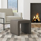Ottoman carré touffeté capitonné – Boucle / Velours / Similicuir, 1 place