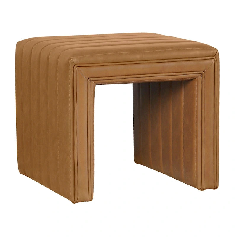 Ottoman carré touffeté capitonné – Boucle / Velours / Similicuir, 1 place