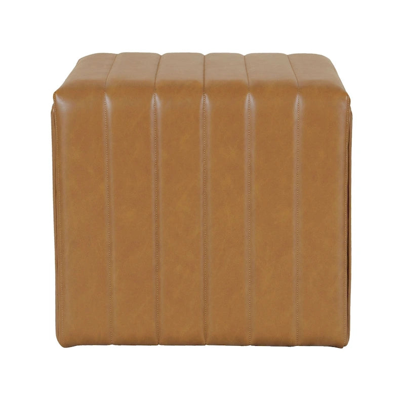 Ottoman carré touffeté capitonné – Boucle / Velours / Similicuir, 1 place