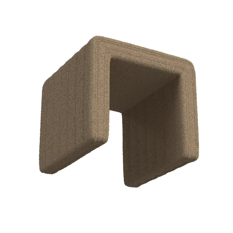 Ottoman carré touffeté capitonné – Boucle / Velours / Similicuir, 1 place