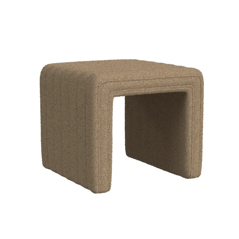 Ottoman carré touffeté capitonné – Boucle / Velours / Similicuir, 1 place