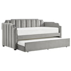 Lit de repos capitonné en velours gris avec lit gigogne – Jumeau, 1 à 2 couchages