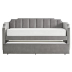 Lit de repos capitonné en velours gris avec lit gigogne – Jumeau, 1 à 2 couchages