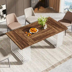 Table à manger rectangulaire blanche et dorée, style moderne, 6 à 8 places