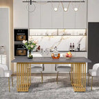 Table à manger rectangulaire blanche et dorée, style moderne, 6 à 8 places